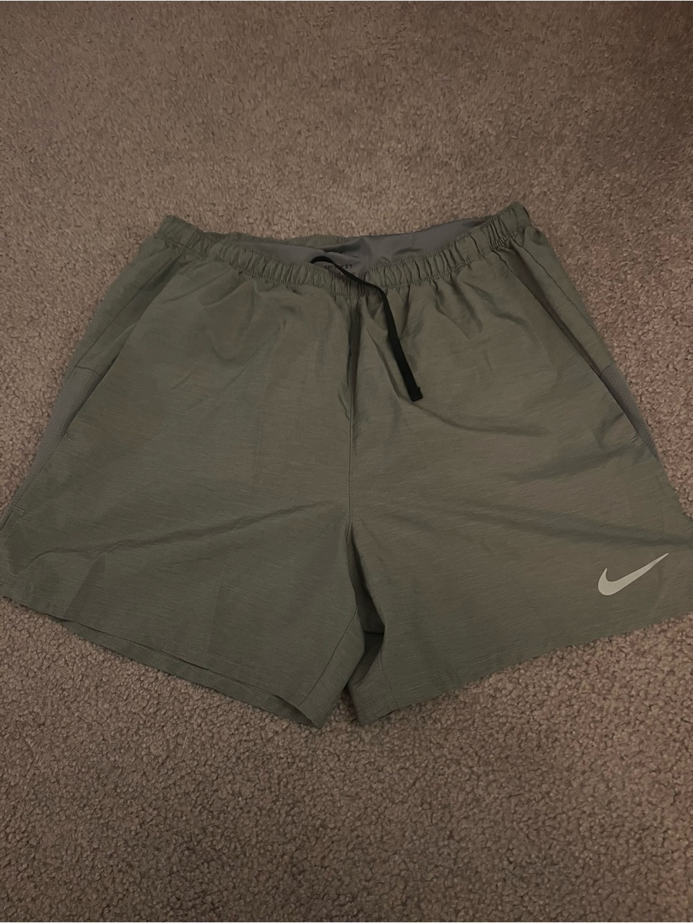 Nike Women's Grey Athletic Shorts with Reflective Swoosh